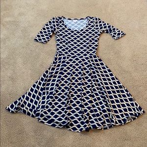 Lularoe Nicole small blue and yellow dress small